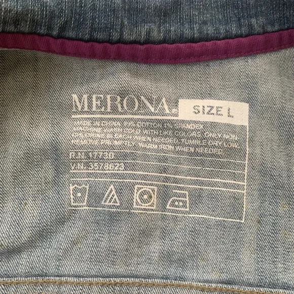 Merona Casual Button Up Denim Long Sleeve Jacket Womens Size L Blue - Picture 5 of 7